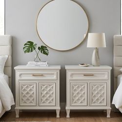 Beautifully Refinished Hollywood Regency Style Nightstands/Bedside Cabinets - Pair (2)