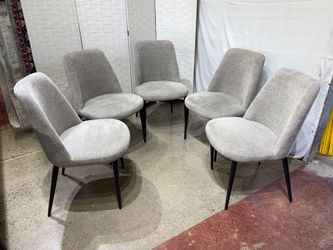 Minimal Modern Grey Upholstered Dining Chair Set (Set of 5)