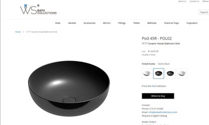 WS Bath Collections 17.7" Ceramic Vessel Sink Matte Black