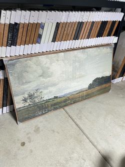 Vintage Countryside Landscape Wall Art | Large Framed Canvas | 60” x 30” Rustic Farmhouse Decor