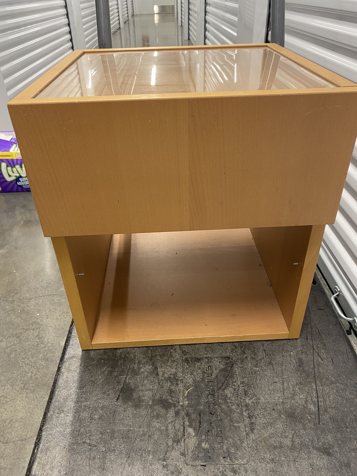 Wood And Glass Night Stand With Drawer And Shelf/ Read Description And Look At The Pictures