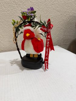 Title: Christmas Singing Bird Decoration with Wreath, Hanging Chain & Original Box