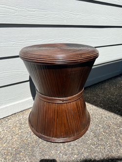 Vintage Rattan Sculptural Hourglass Side Table