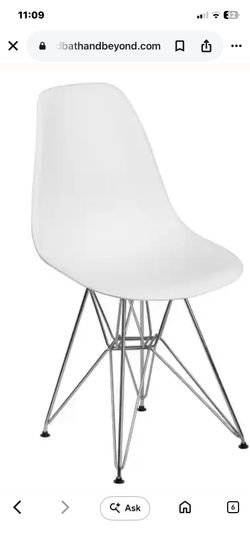Modern Eiffel Molded Plastic White  Dining/Accent Chairs with Chrome Base


 – Set of 2