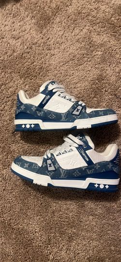 Louis Vuitton Trainer Sneakers Blue Denim Monogram