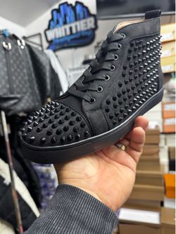 Red bottoms high top with spikes