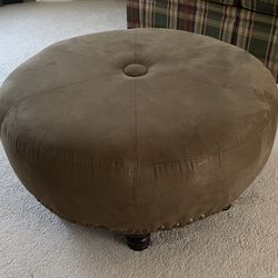 Microfiber Footed  Round Ottoman