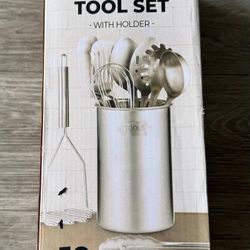 Finedine 10 Pc Stainless Steel Kitchen Tool Set w/ Holder Utensils Set