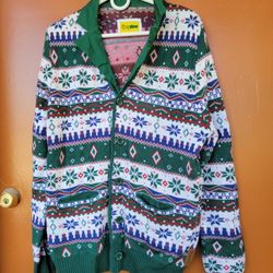 Tipsy Elves Women Multicolor Aztec Notch Ribbed Sleeve Button Front Cardigan L