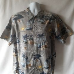 Columbia men's multicolored Hawaiian short sleeve button-down shirt size M 