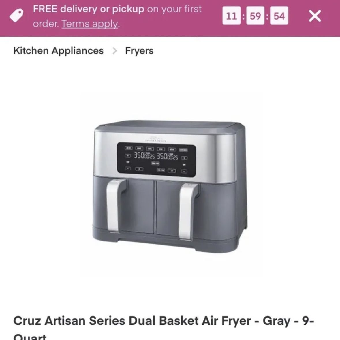 CRUX® Artisan Series 9 qt. Dual Basket Air Fryer - Grey, 1 ct - Harris  Teeter