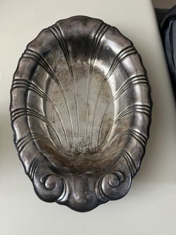 Silver L Shell Shaped Bowl/Dish  12”x9”