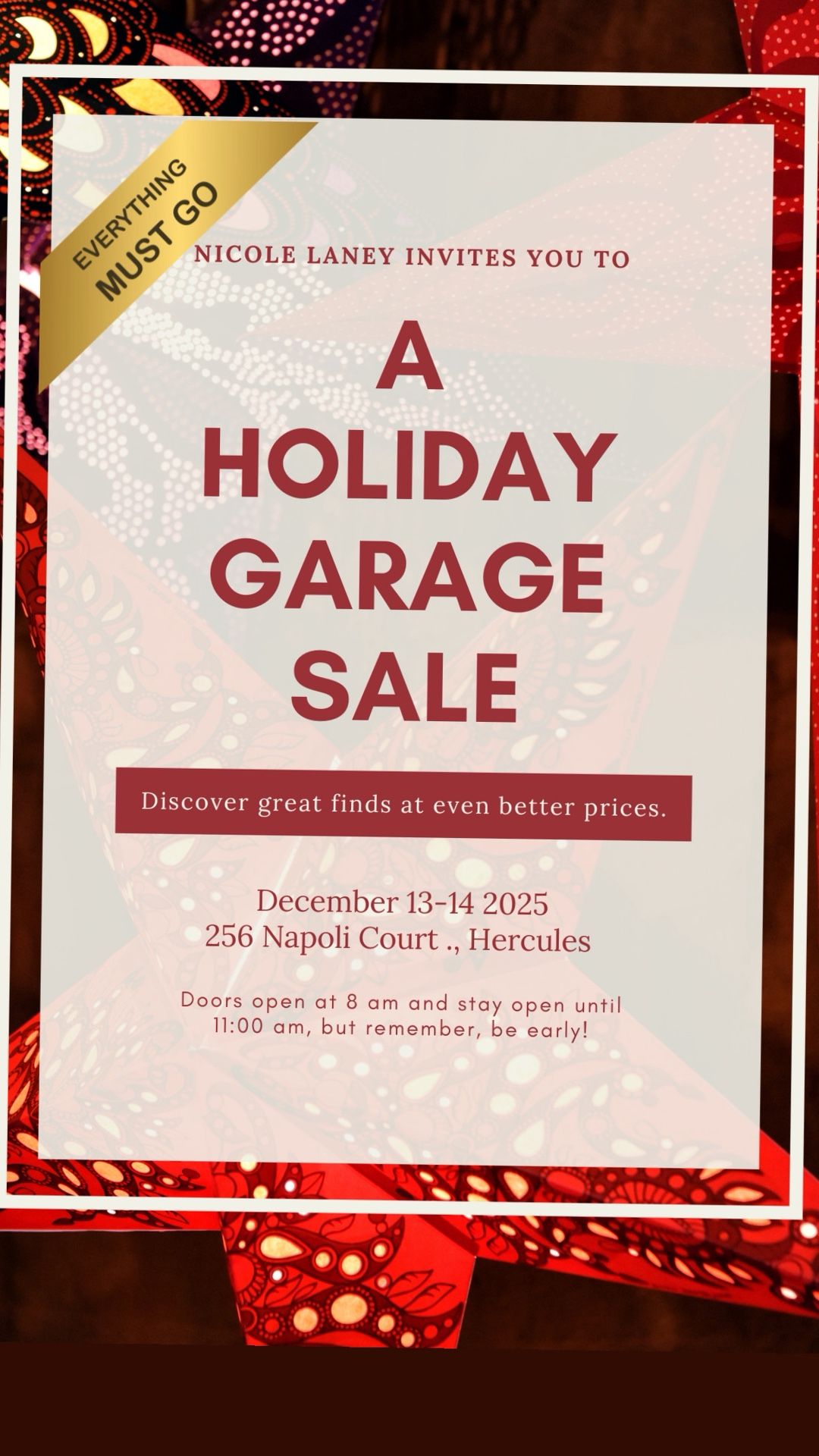 🛍️ Holiday Garage Sale Everything must go!