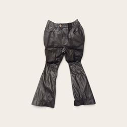 Black Leather Flare Pants