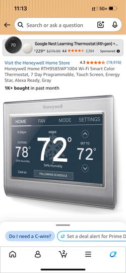 Honeywell Home RTH9585WF Smart Color Thermostat with Custom Color Background