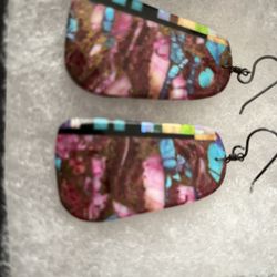 Earrings real turquoise