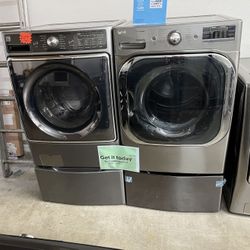 KENMORE FRONT LOAD WASHER AND LG DRYER WITH PEDESTAL