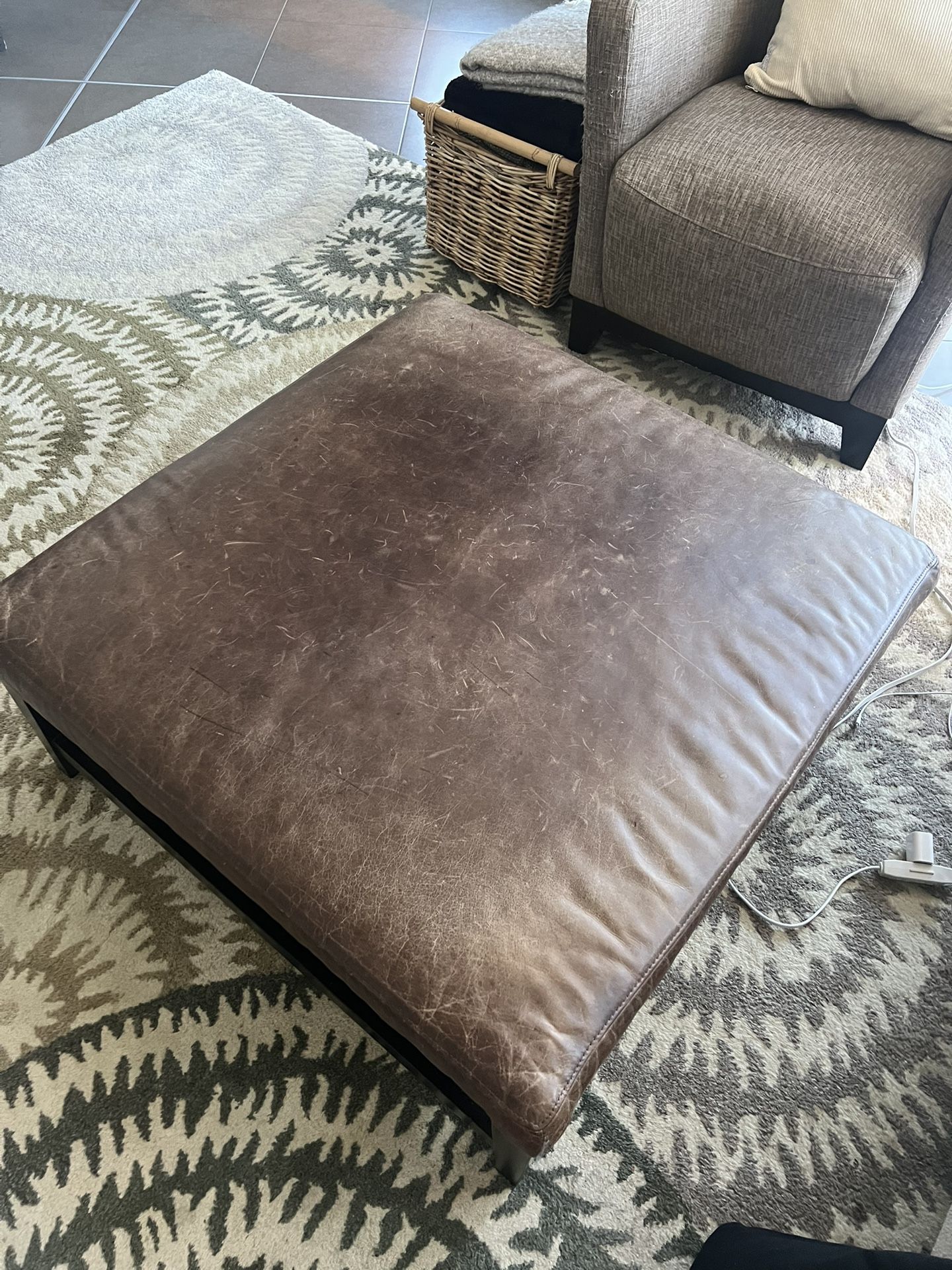 Crate & Barrel Leather Ottoman