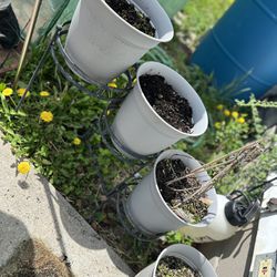 3 Tier Metal Plant Stand And 4 Pots 