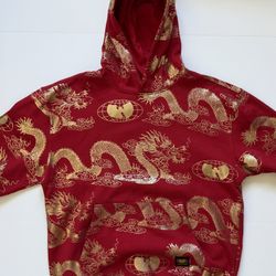 🔴Wu-Wear Hoodie Size XL Wu-Tang Dragon Red Gold Rare Rza Method Man