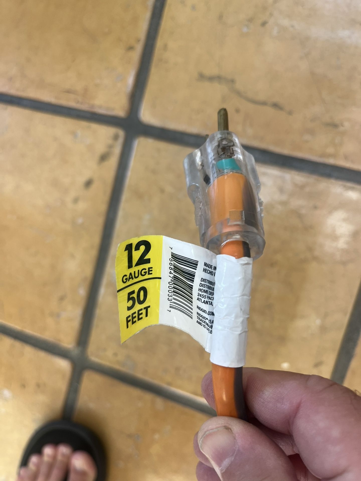 50’ Feet 50 Foot UL listed Extension Cord From Home Depot 
