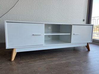 White Mid-Century Modern TV Stand