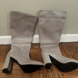 Rhinestone glitter knee high boots - $20
