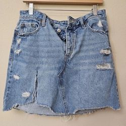 Old Navy Denim Skirt Mini Size 10 Cut Off Medium Wash Light Distress