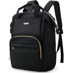 BAGSMART Black Laptop Backpack with Gold Zippers