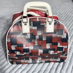 VTG Black Brunswick Bowling Bag Metal Rack White Red Stripe Vintage 1950’s
