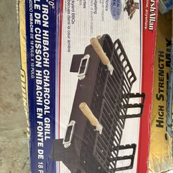 New Marsh Allen 18"x10" Cast Iron Hibachi Charcoal Grill - Black Cast Iron