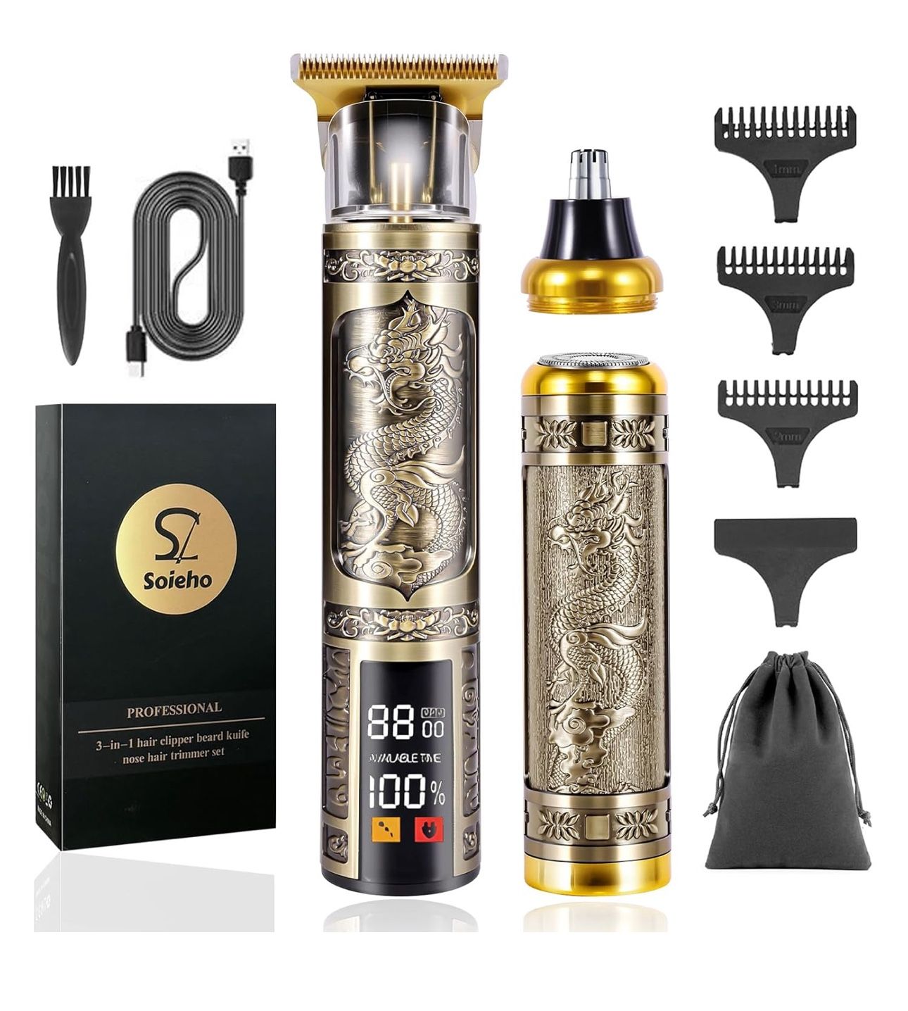 Professional Hair Clippers for Men,T-bar Trimmer and Cordless Electric Shaver, Nose Hair Trimmer, Men's Hair Clipper and Shaver Set, Rechargeable Home