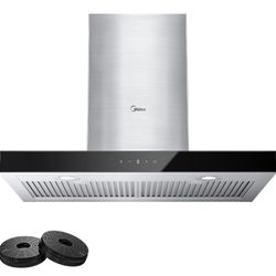 Range 30 Inch 450CFM Vent T Shape Stove Hood with 5-Layer Aluminum Permanent Filters Kitchen Exhaust Fan, Ductless Convertible, Stainless Steel