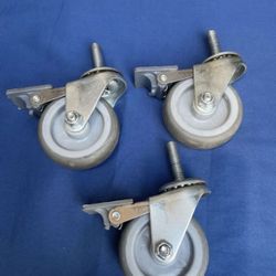 Caster Wheels Heavy Duty with brakes set of 3