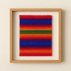 Handmade LGBTQ Rainbow Fiber Art – Crochet Wall Hanging – 38” x 13”