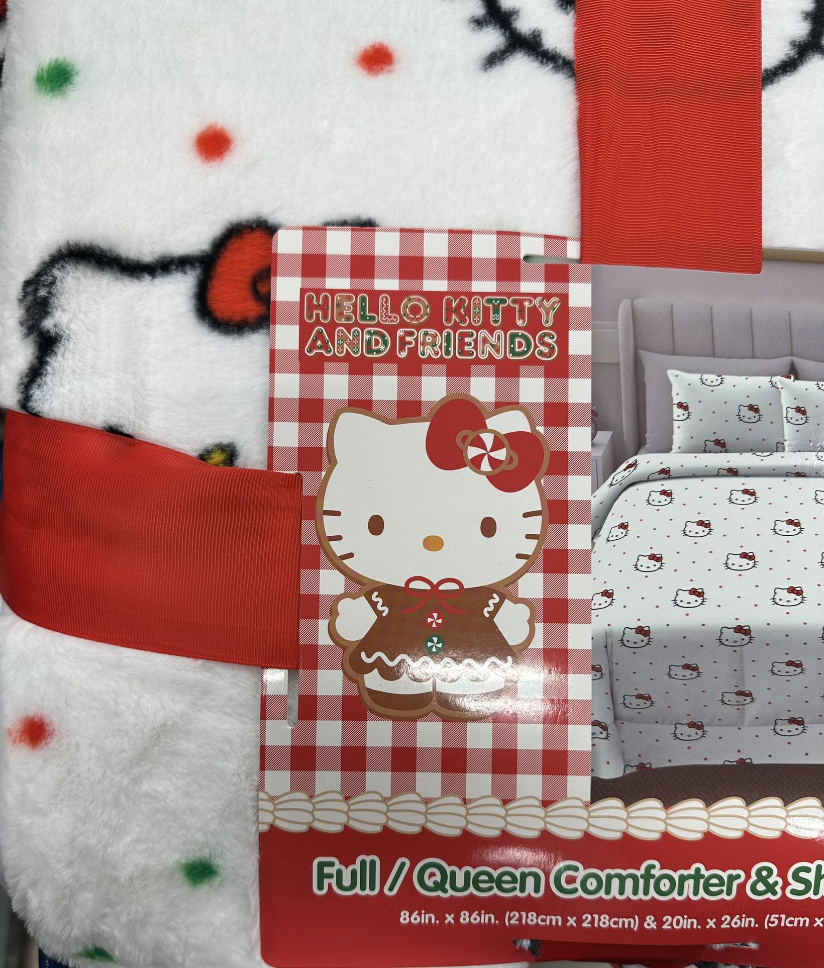 Hello Kitty Christmas Comforter And Sham Set Full/queen