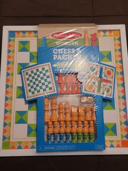 Melissa & Doug Wooden Chess & Pachisi Board Game