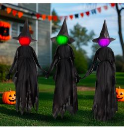 4 ft Halloween Light-Up Witch Yard Stake Decorations Set of 3