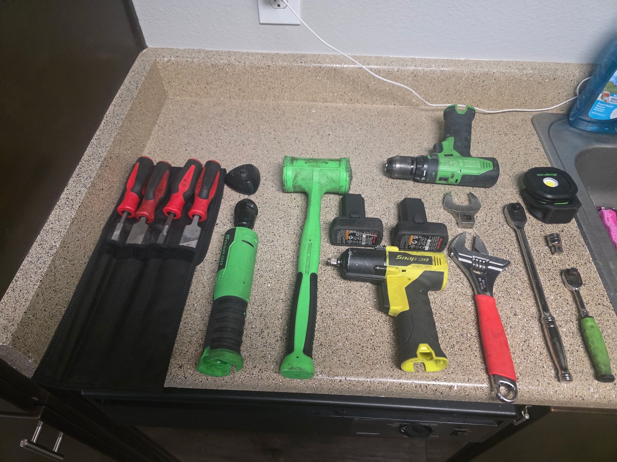 Snap-On Tool Bundle – Ratchets, Impacts, Charger, Batteries, Mallet