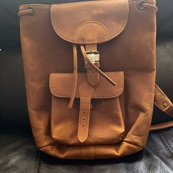 Leather Backpack Brown 14 Inch Length 12 Inch Height