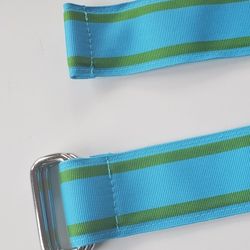 
Lands' End women's multicolored ribbon cloth belt size M D ring cyan Stripe 37"


New without tag