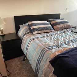 IKEA MALM Queen Size Bed Frame and Nightstands