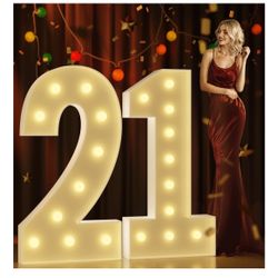 Marquee Numbers 4 Feet Tall Large Light Up Numbers 21st Birthday Decorations Girl Boy Big Yellow Light Outdoor Anniversary Decorations Balloon Arch Ki