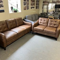 Brown Sofa & Loveseat (Available In Grey)
