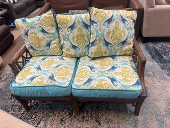 Woven Rattan Loveseat