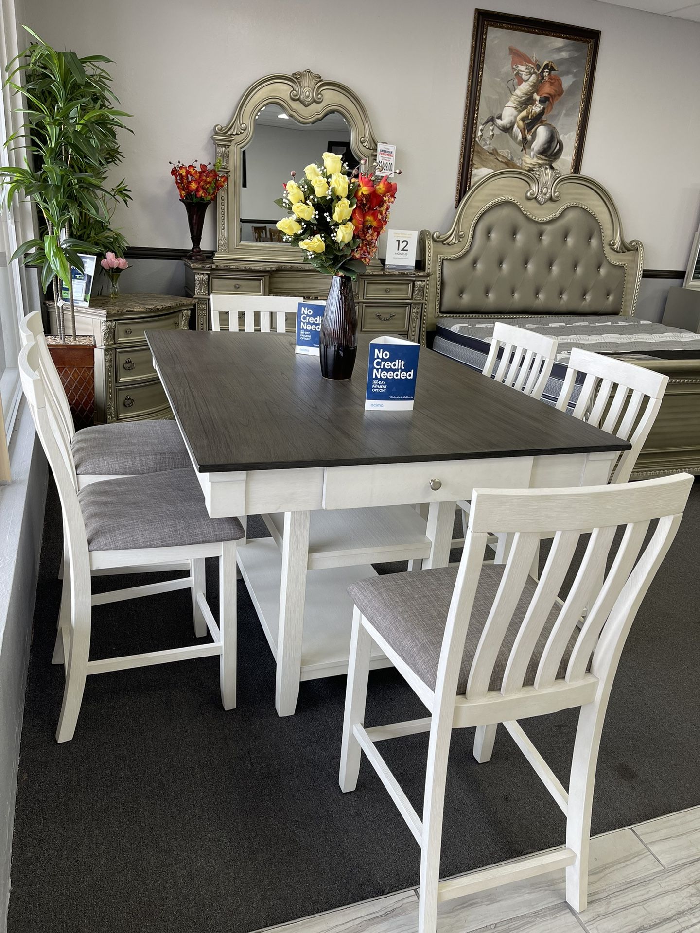 7PC Gray Dining Table Set,All Products : American Fashion Style Bags On Sale