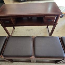 TV CONSOLE/ENTRY WAY TABLE WITH 4 OTTOMANS