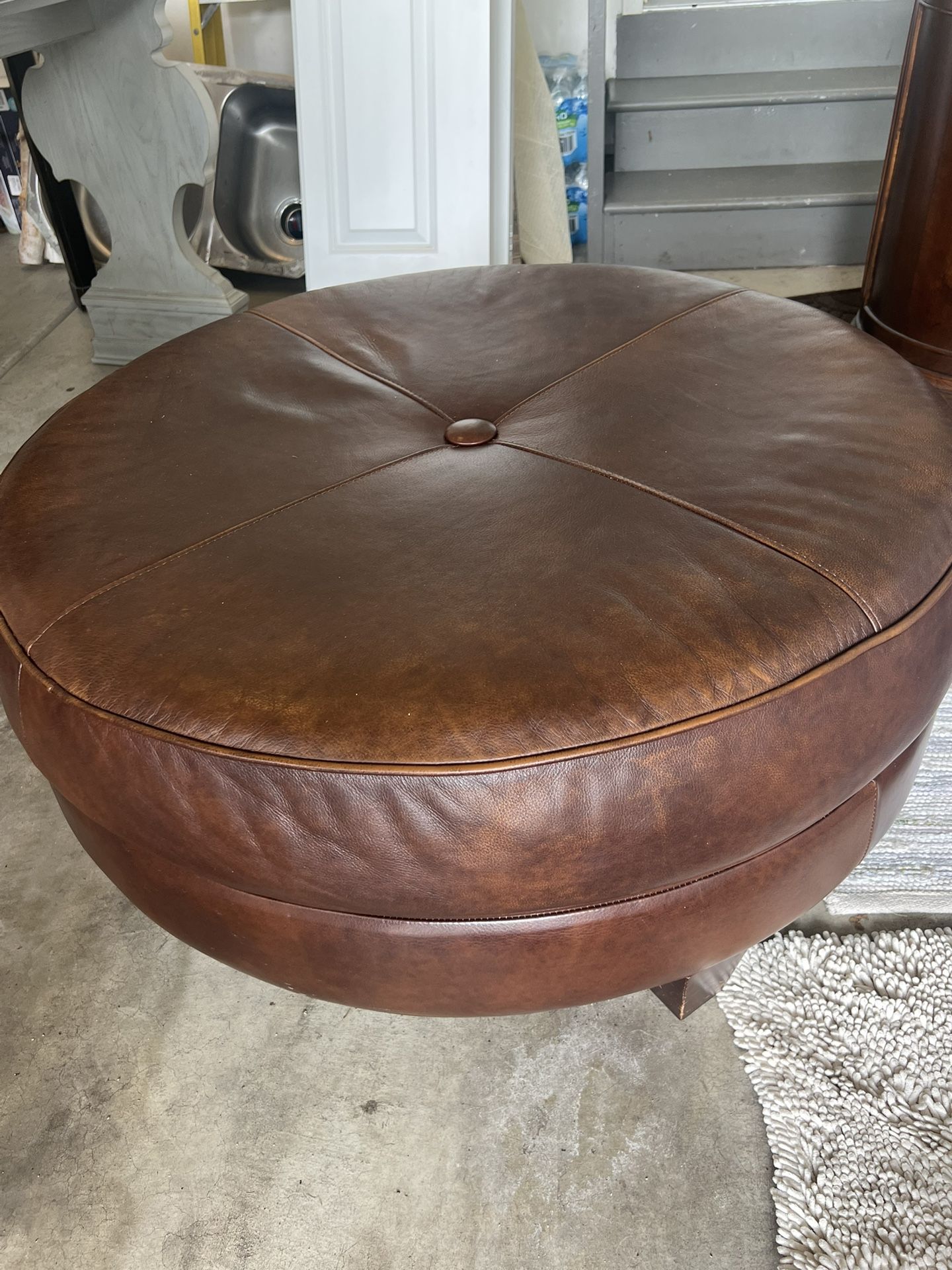 Leather Round Cocktail Table