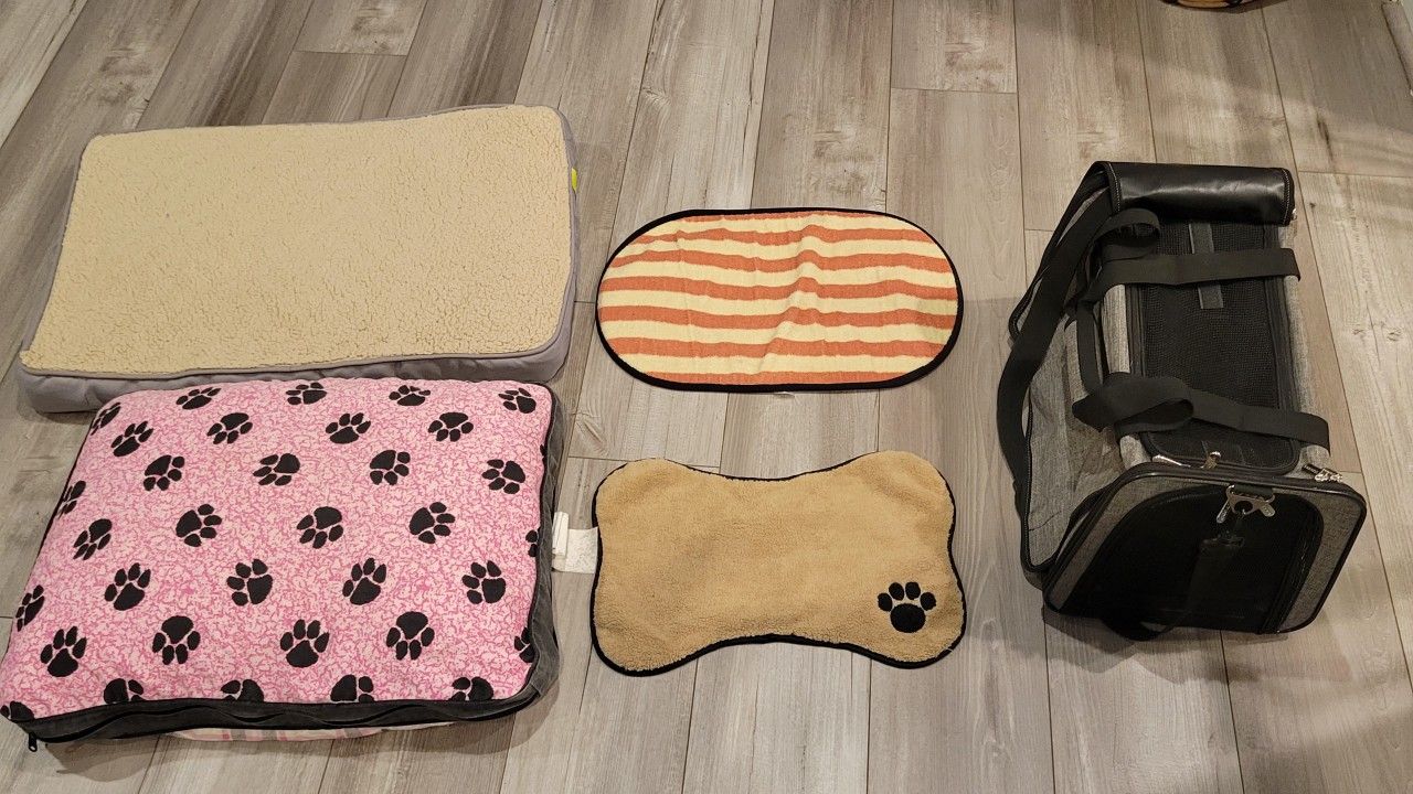 Pet Carrier/ Pillows And Mats All For 50