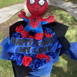 Premade Birthday Spider-Man Ribbon Bouquet